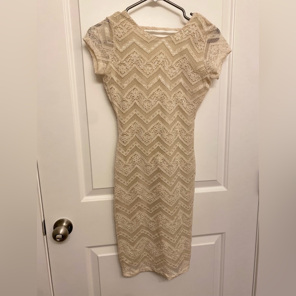 White/cream Lace and Mesh Dress